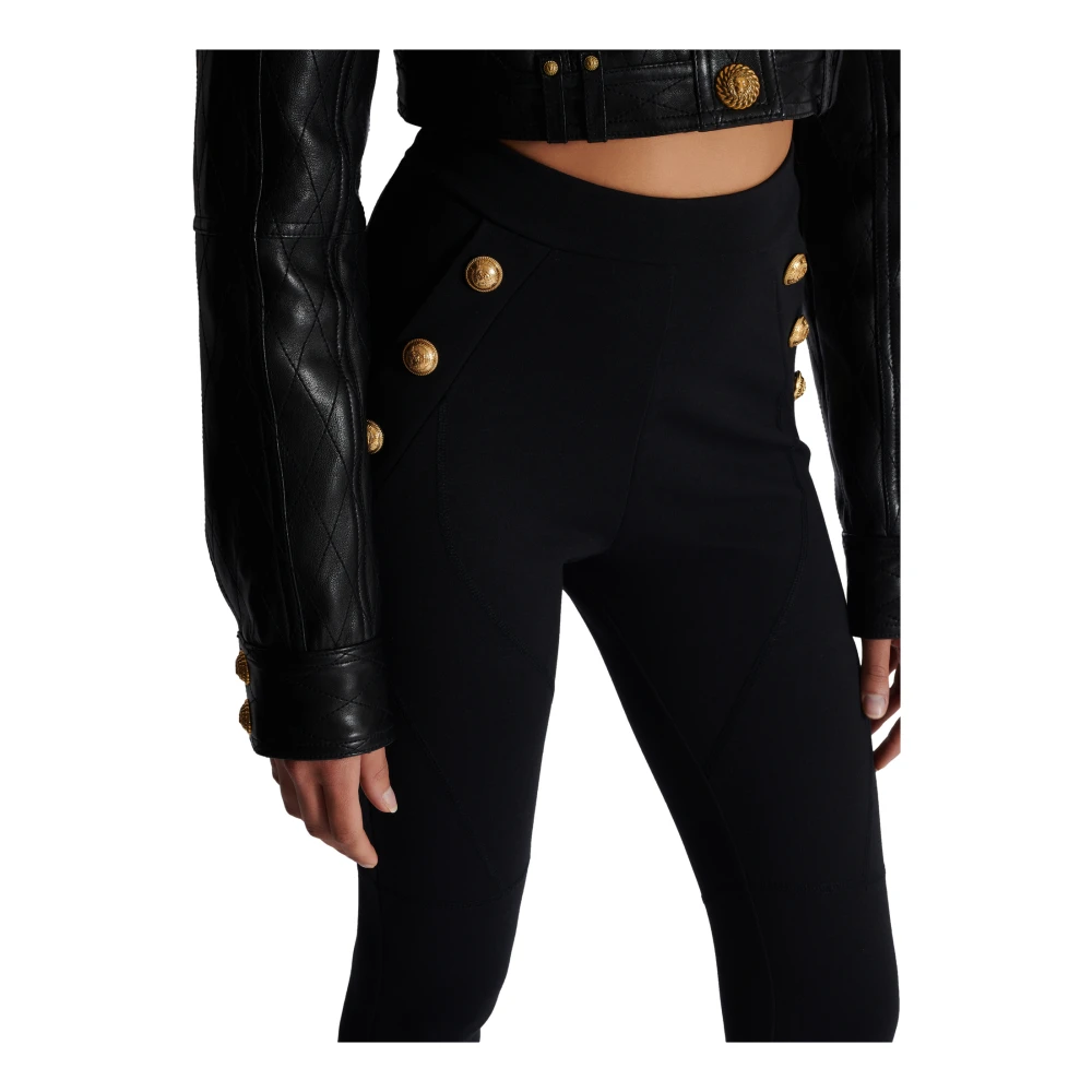 Balmain Jersey legging met 6 knopen Black Dames