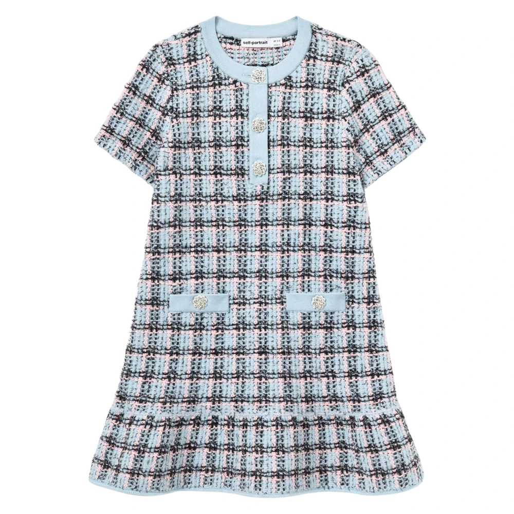 Self Portrait Textured Stripe Knit Dress - Female - Dresses - Multicolor - 4 Y - Kids