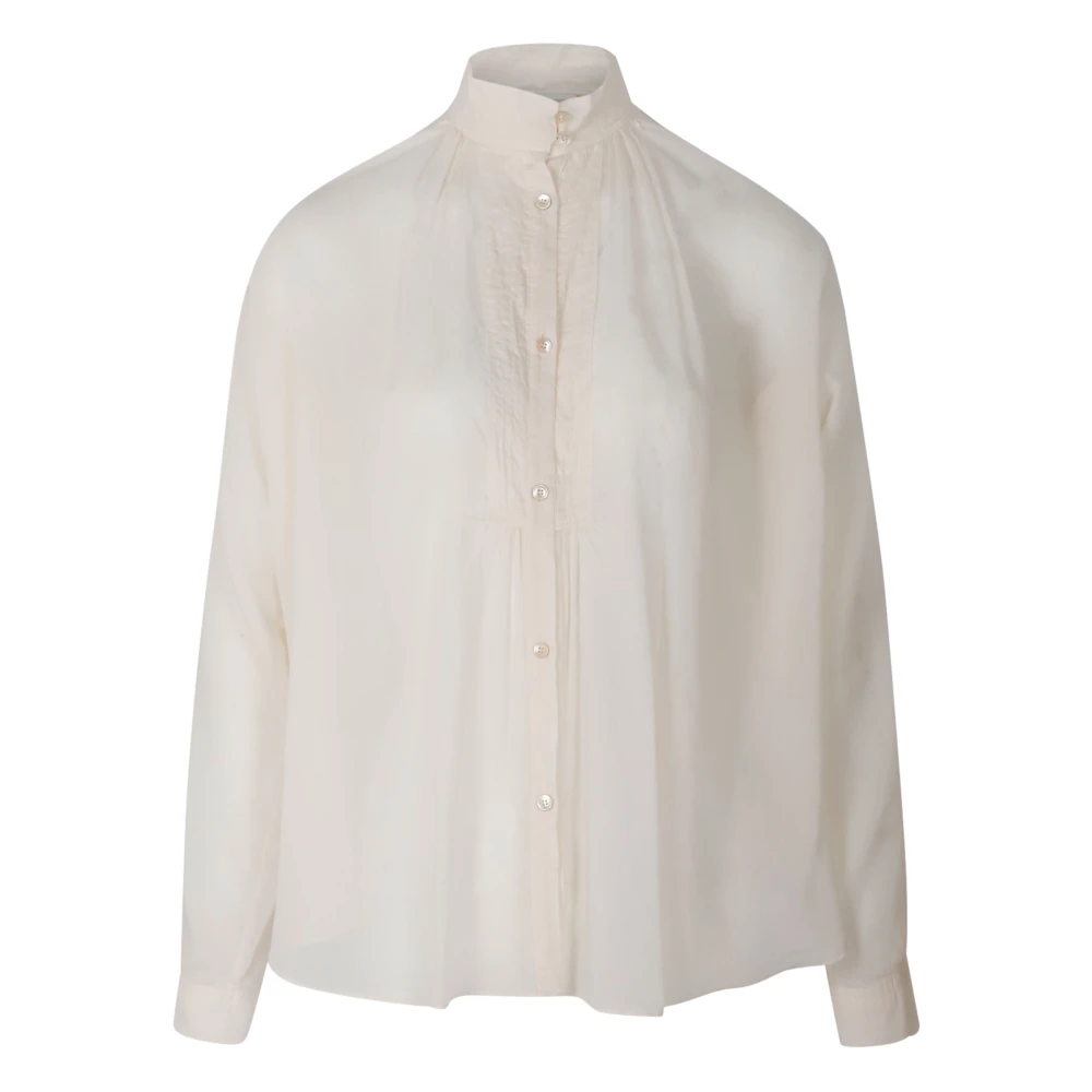 Forte Elegante witte blouse met hoge kraag White Dames