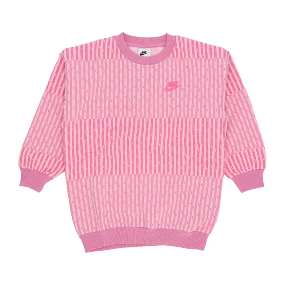 Nike Pink Kids Sweatshirts, Female, Xs, Flamingo Print Oversize Crewneck Sweatshirt