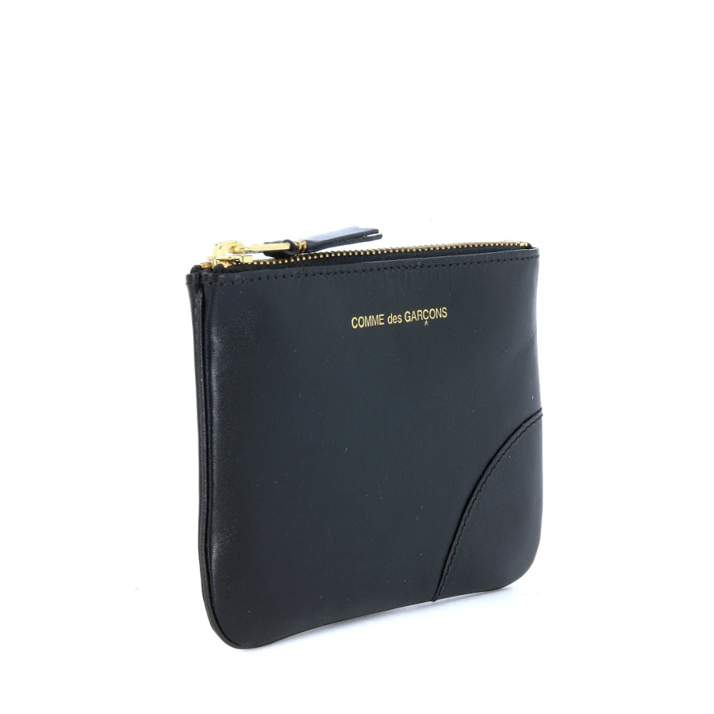 Comme des Garçons Zwarte portemonnee van kalfsleer met gouden logo Black Unisex
