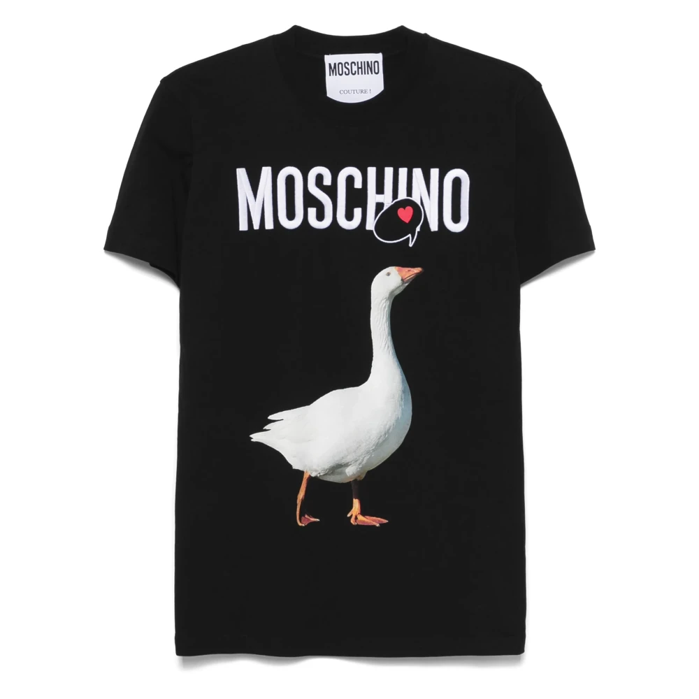 Moschino Eend Print Crew Neck T-shirt Black Dames