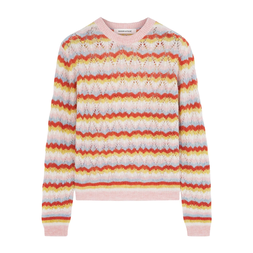 Maison Kitsuné Gestreepte wollen blend crewneck trui Multicolor Dames