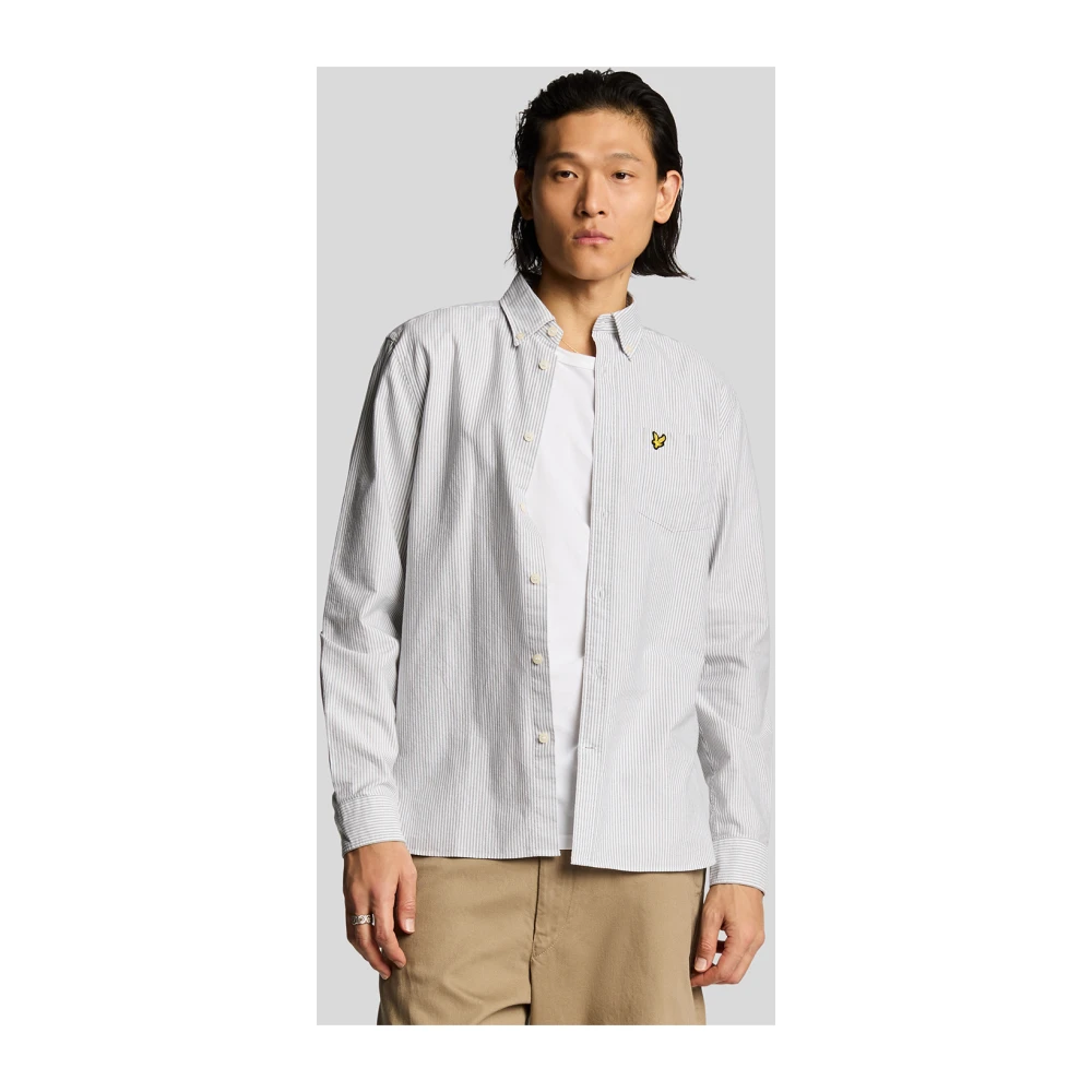 Lyle & Scott LS Geweven Shirts Gestreept Oxford Overhemd Gray Heren