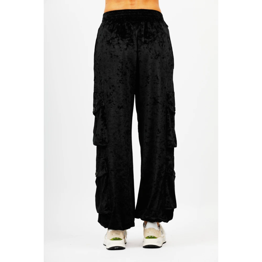 Disclaimer Cargo Velvet Broek Black Dames