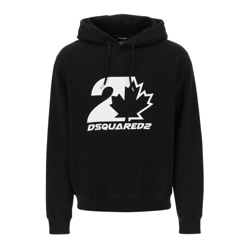 Dsquared2 Uomo Nero - Felpa Con Cappuccio Stampata - Sweatshirts & Hoodies - L