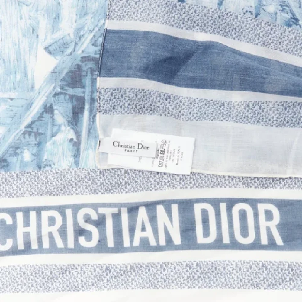 Dior Vintage Pre-owned Cotton scarves Blue Dames