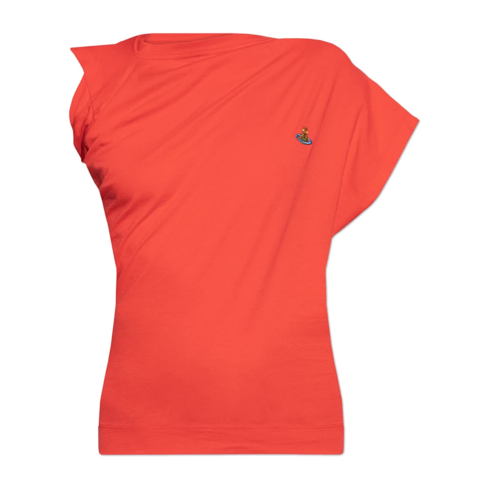 Vivienne Westwood Asymmetrisch T-shirt met logo Red Dames