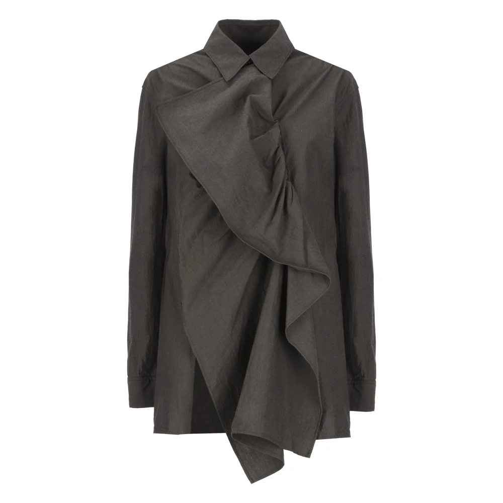Y-3 Donkergrijze Katoenen Overhemd met Kraag Gray Dames
