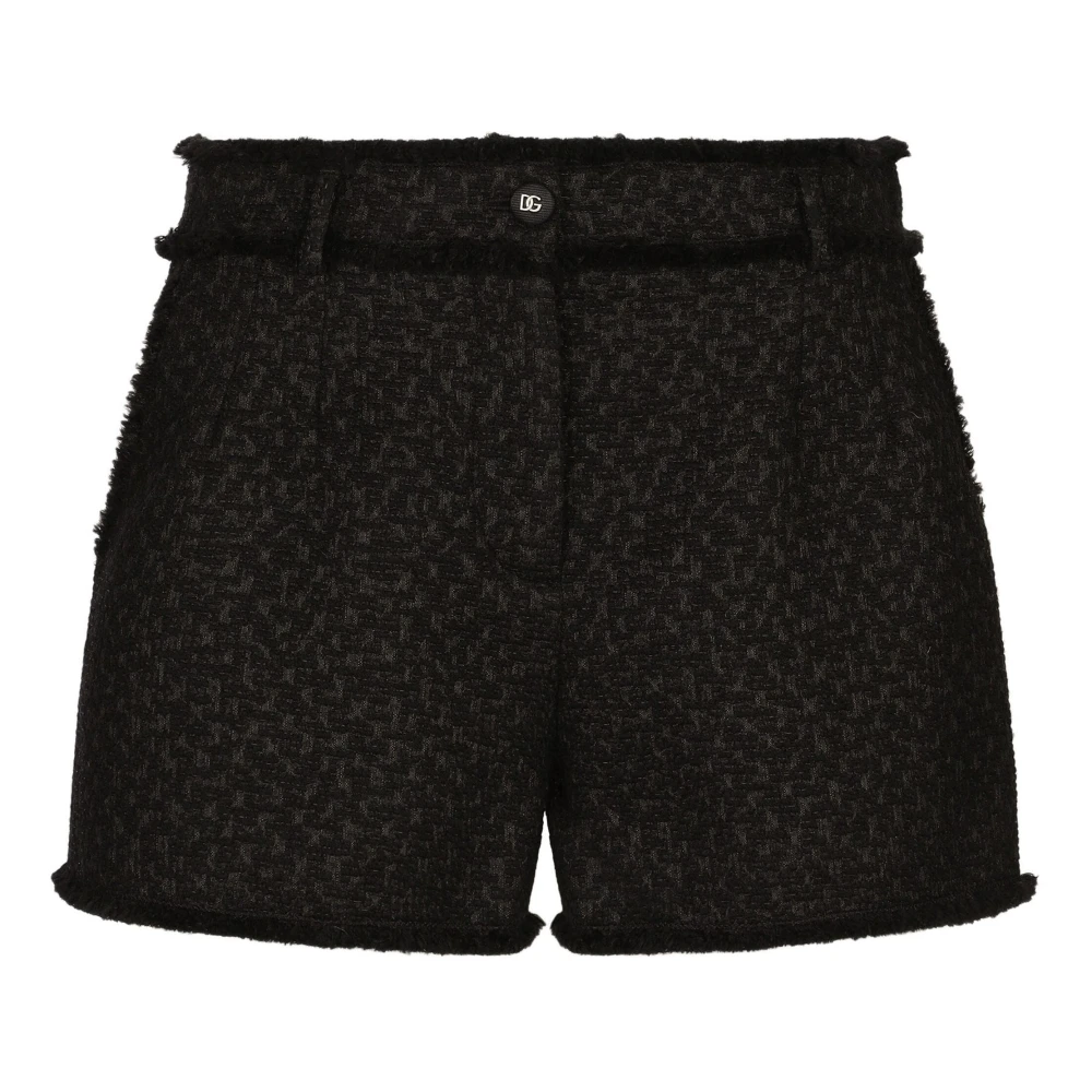 Dolce & Gabbana Zwarte Wollen Shorts Franse Zakken Black Dames