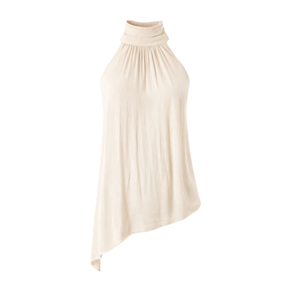 Patrizia Pepe Mujer Beige - Blusa Con Cuello Halter - Tops - Xs