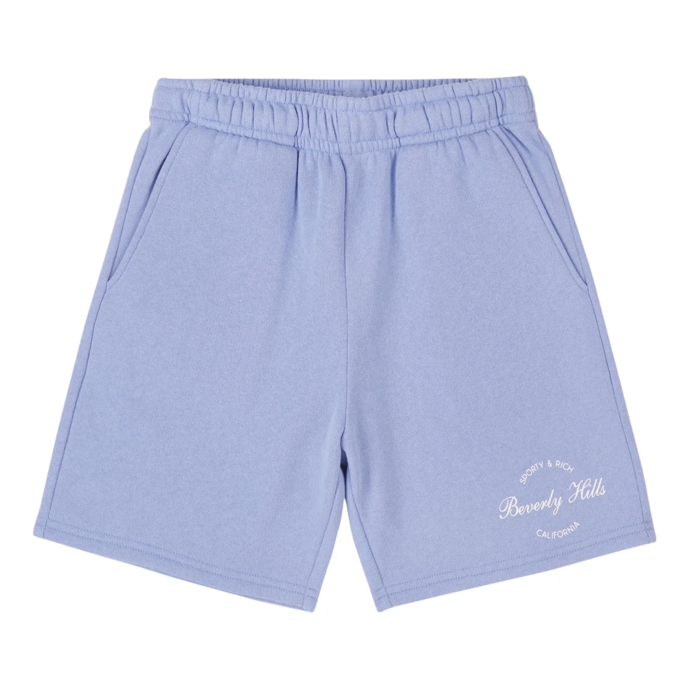 Sporty & Rich Unisex Kids Blue Shorts, 4 Y, Beverly Script Gym Shorts