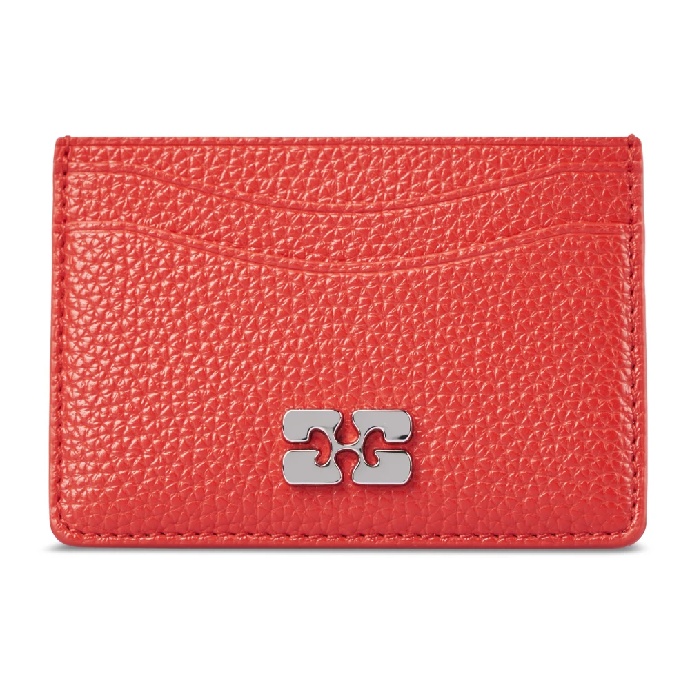 Ganni Women's Red Wallets & Cardholders, One Size, Bou Card Holder Grained