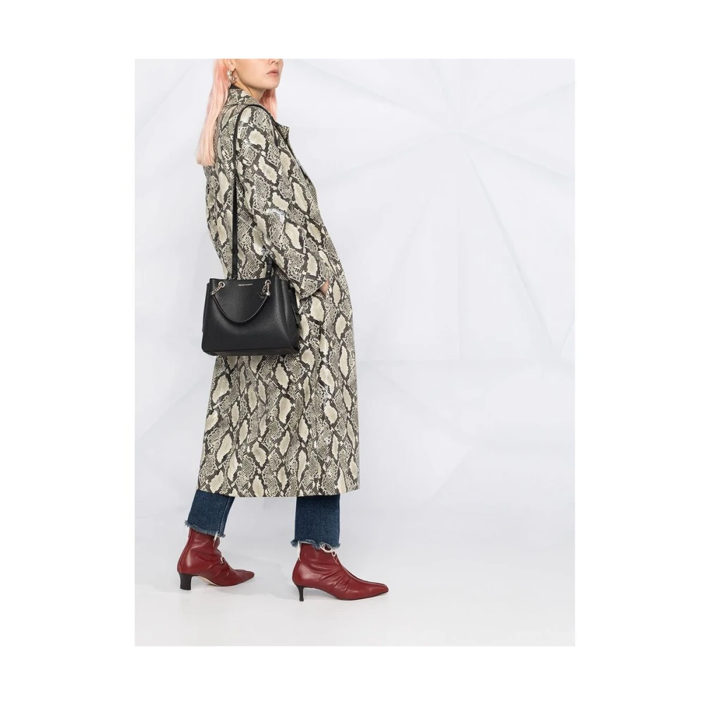 Emporio Armani Zwarte Pebble Textuur Logo Print Tas Black Dames