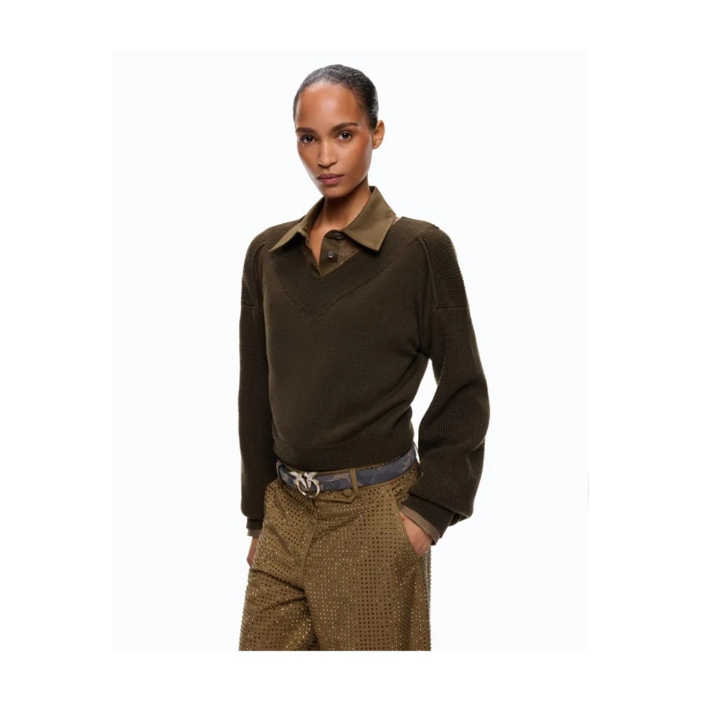 Pinko A3p4x18 Maglia Ringhio Verde Militare - Immagine 4