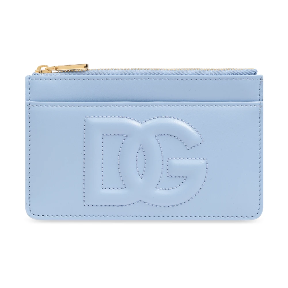 Dolce & Gabbana Blauw Leren Portemonnee met Logo Blue Dames