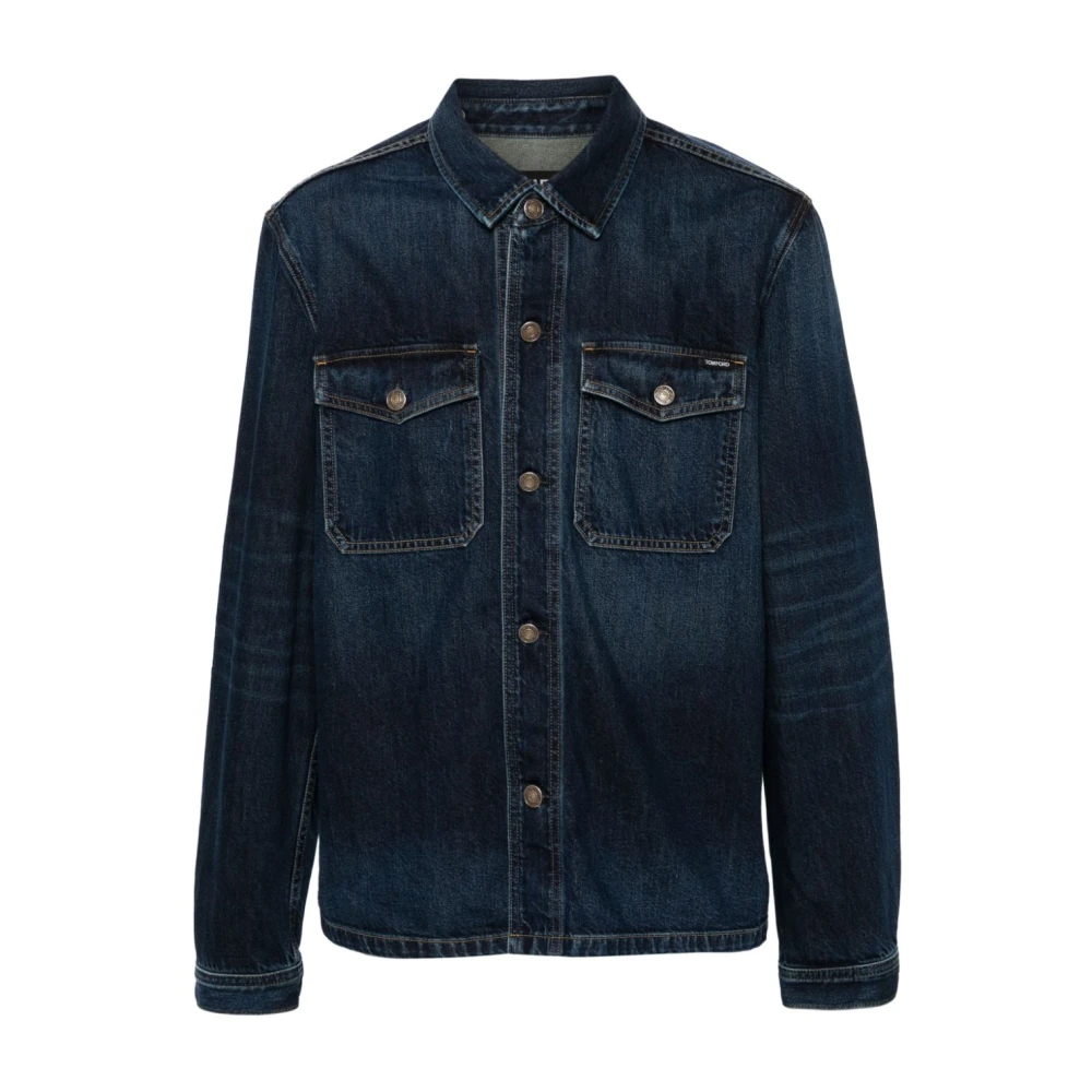 Tom Ford Blauwe herenouterwear Aw24 Blue Heren