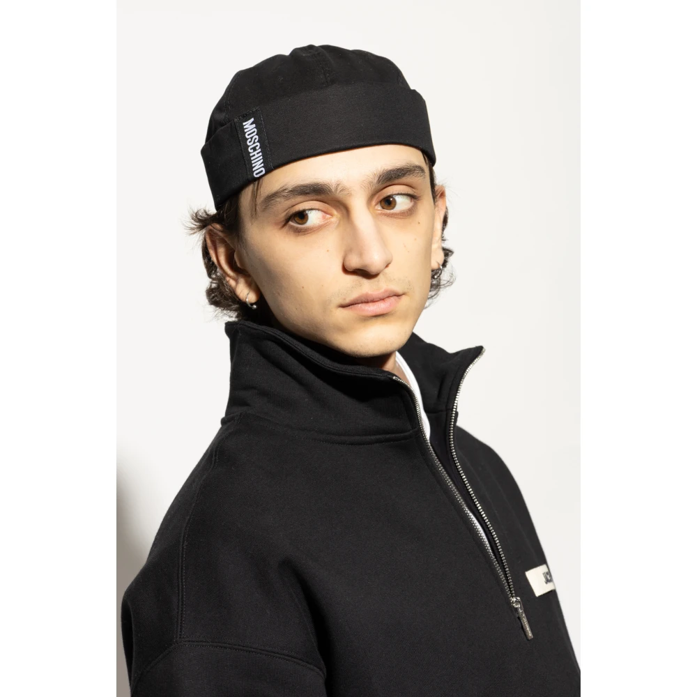 Moschino Katoenen pet met logopatch Black Unisex