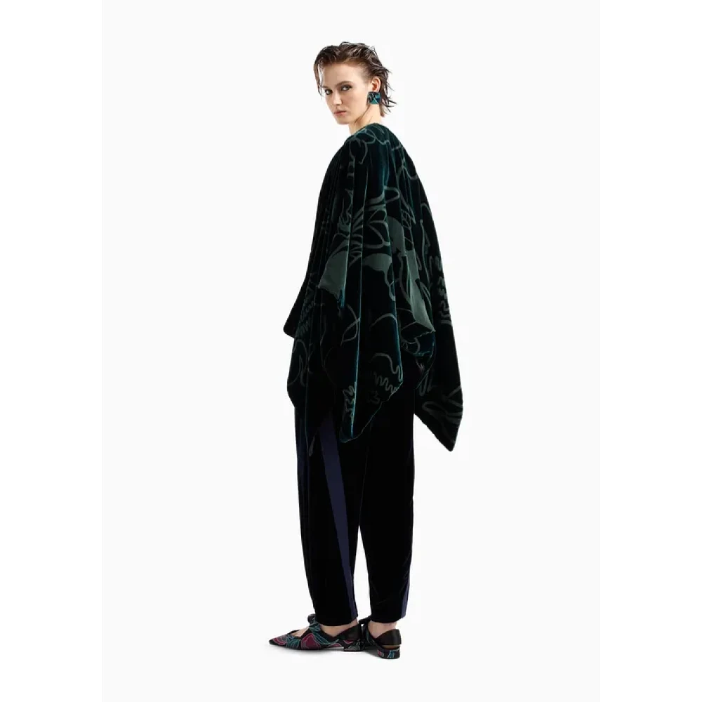 Giorgio Armani Groene Bloemenfluwelen Capejas Green Dames