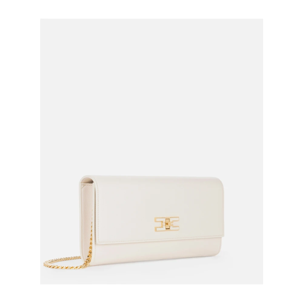 Elisabetta Franchi Rechthoekige Ketting Pouch in Kunstleer White Dames