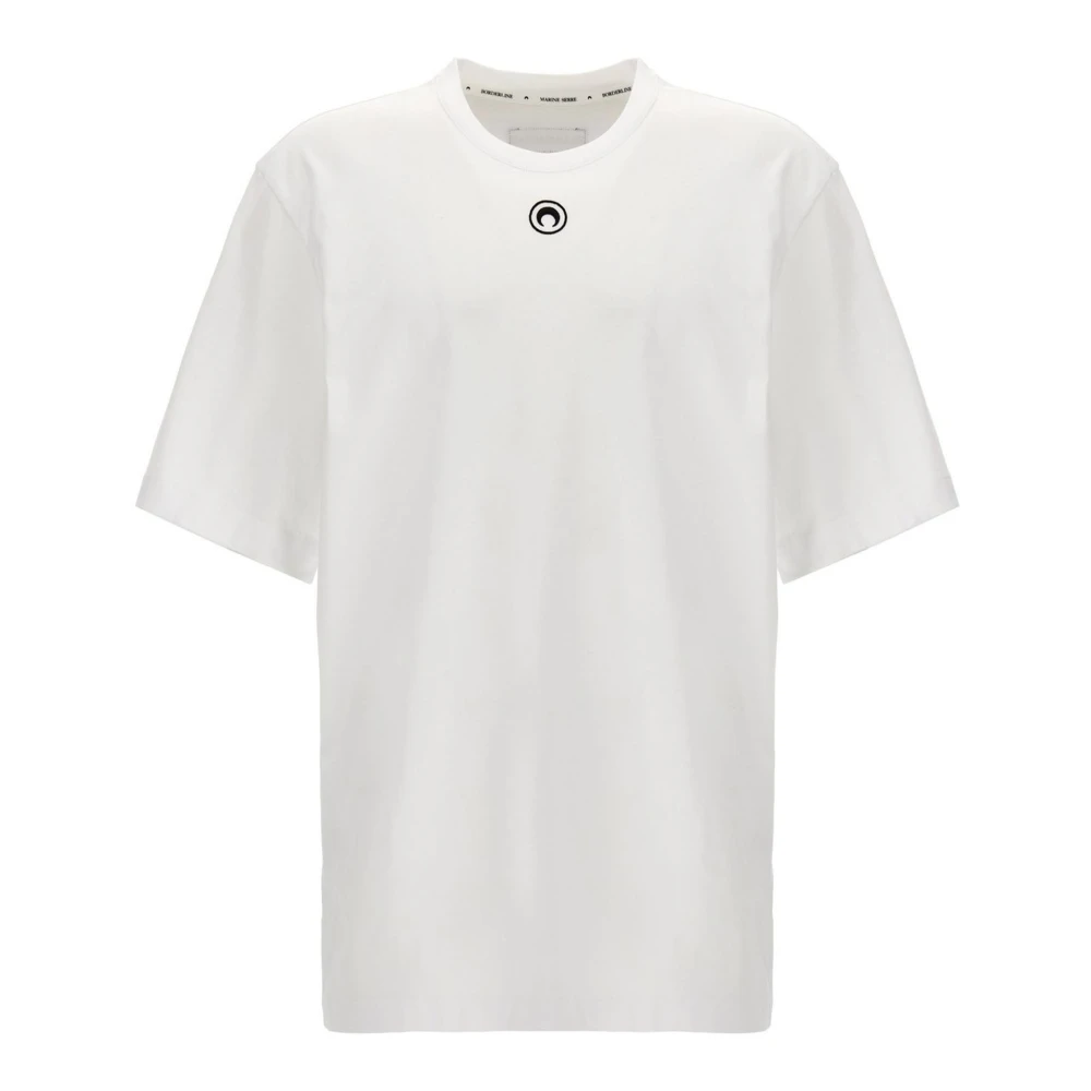 Marine Serre Vit Ekologisk Bomull Måne Logo T-shirt White, Herr