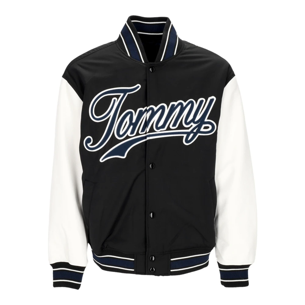 Tommy Hilfiger Men's Black Letterman Jacket Color Block - Bomber Jackets - L - Jackets
