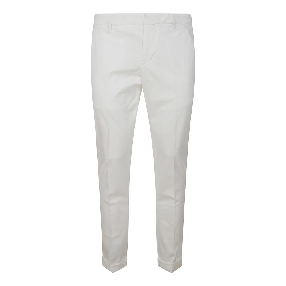 Dondup Men's White Chinos, W31, Slim Fit Stretch Cotton Trousers
