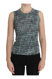 Blue Wool Sweater Sleeveless Pullover