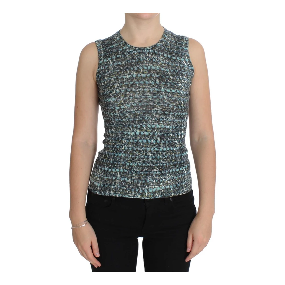 Dolce & Gabbana Women's Blue Stylish Wool Sleeveless Pullover - Sleeveless Tops - 3XS - Tops