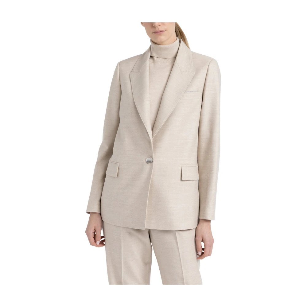 PESERICO Loro Piana enkelborst comfort wollen jaspé blazer Beige Dames