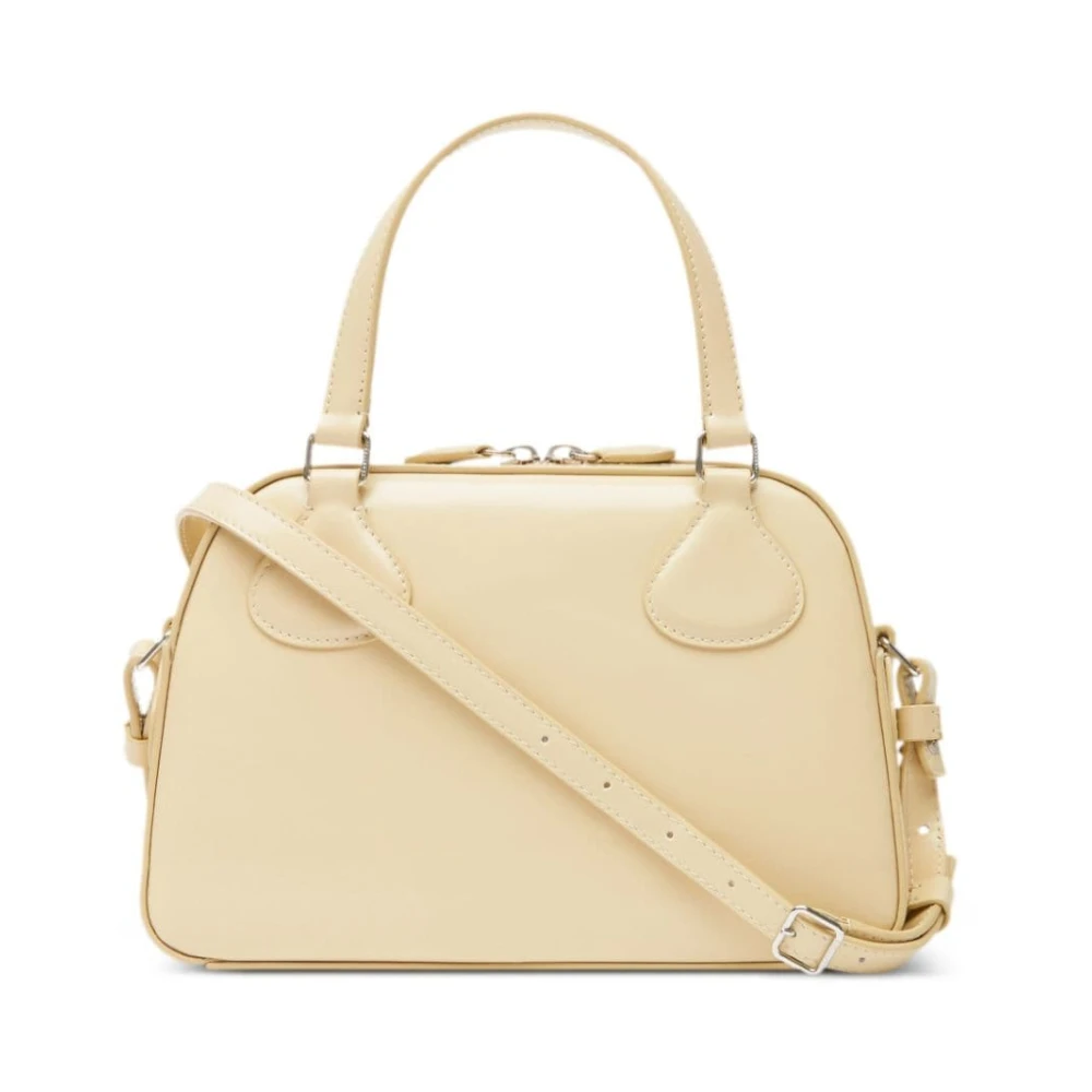Courrèges Elegante leren handtas met metalen logo Beige Dames