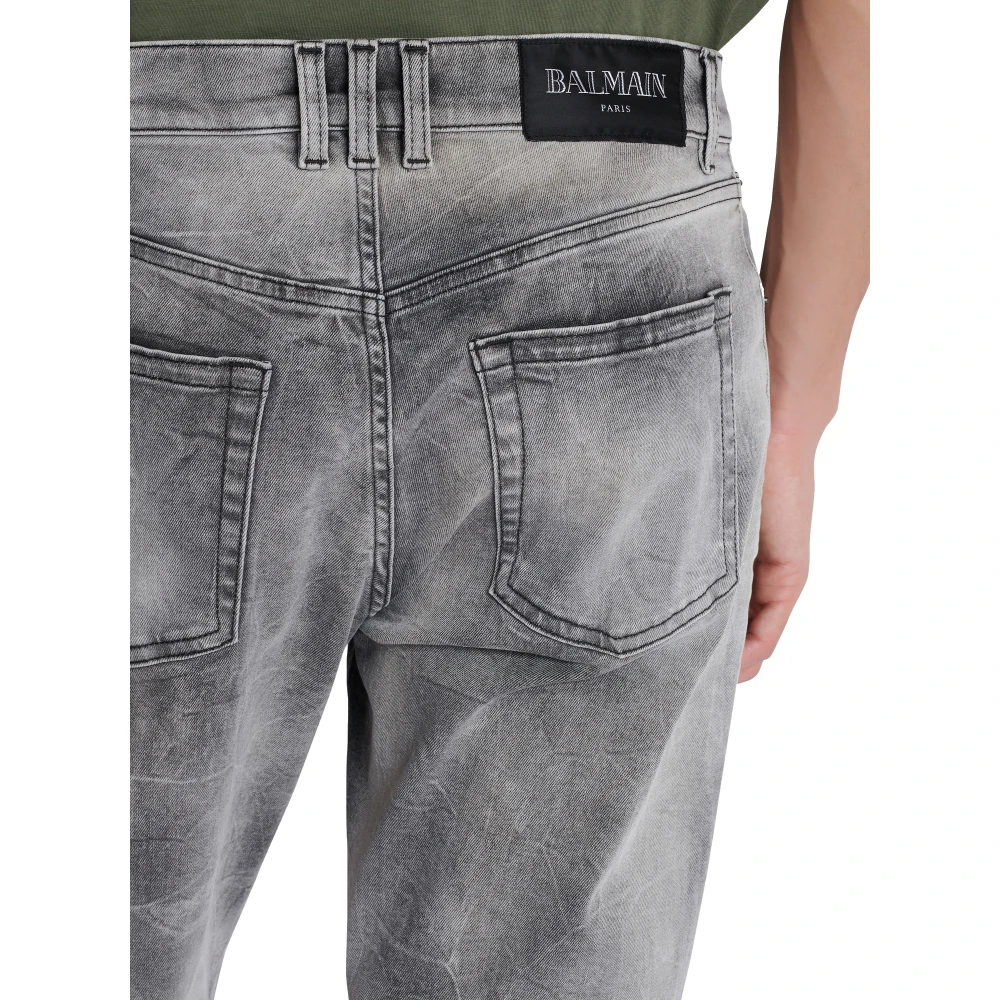Balmain Grijze denim regular-fit jeans Gray Heren