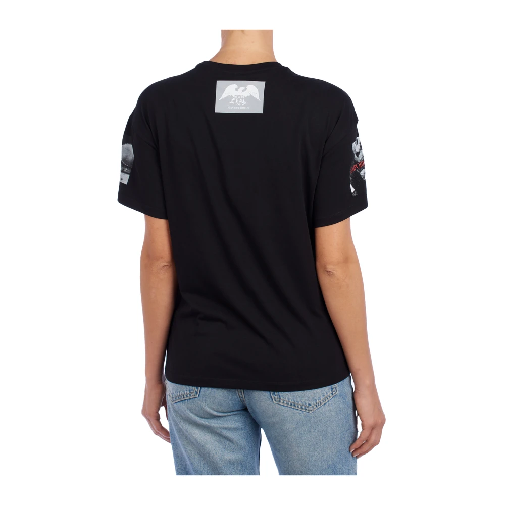 Emporio Armani Moderne Grafische Print Korte Mouw T-shirt Black Dames