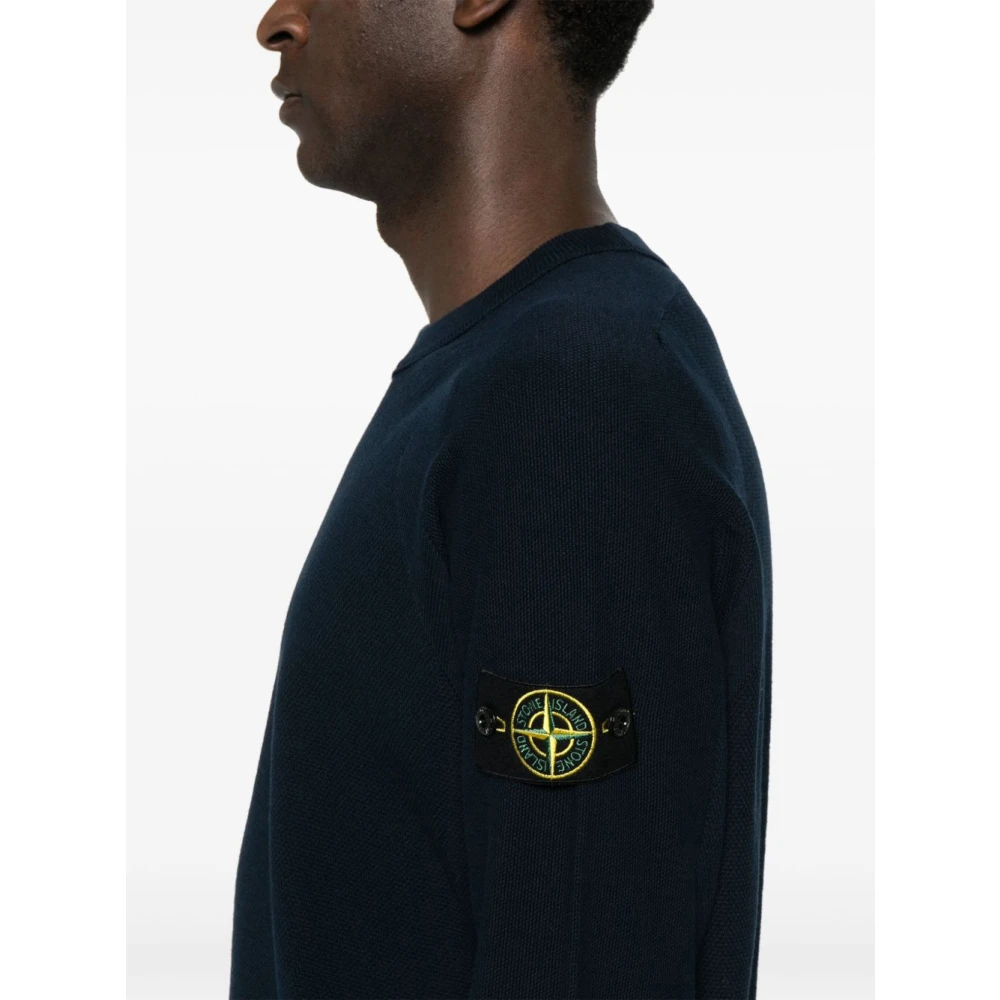 Stone Island Blauwe Crew Neck Sweater met Compass Badge Blue Heren