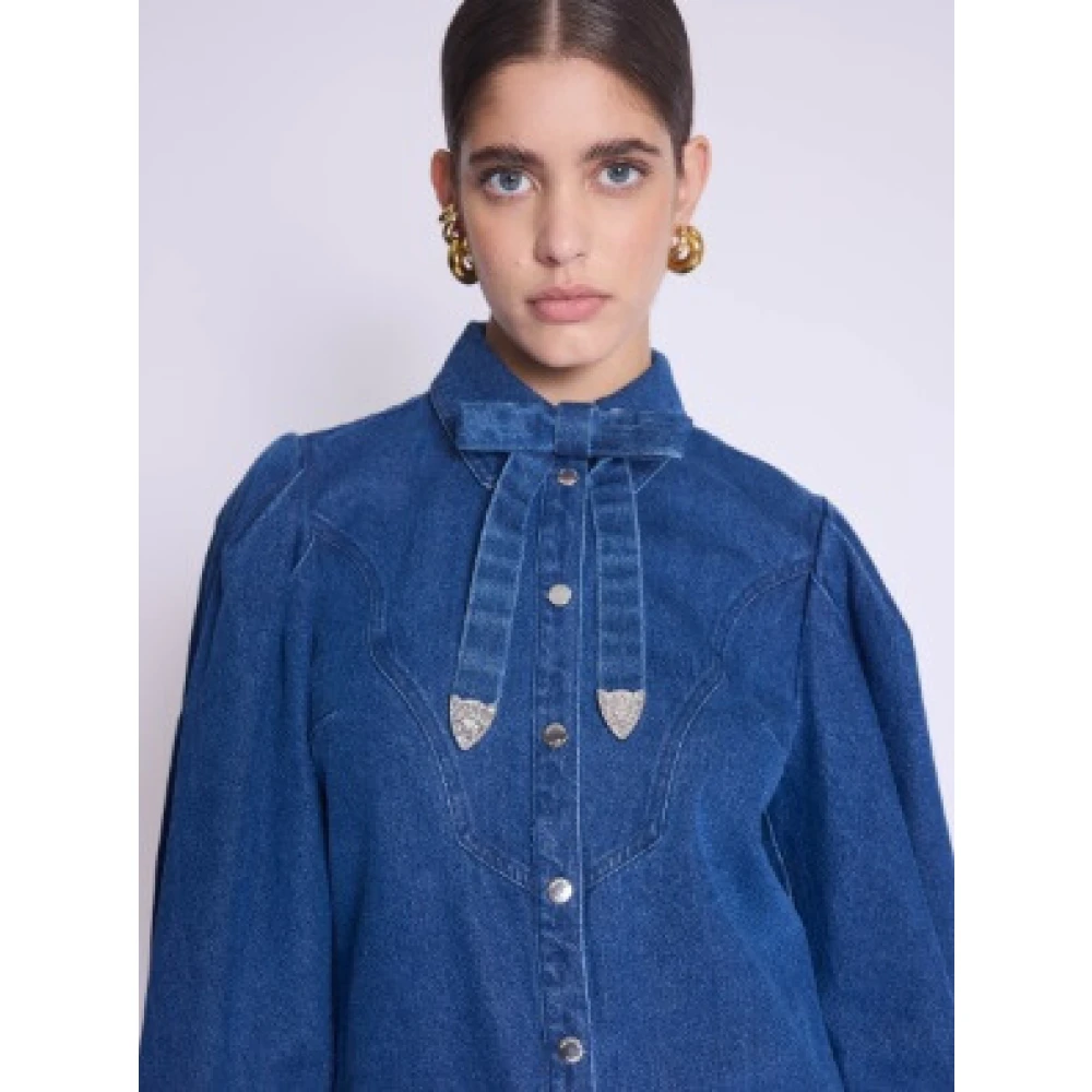 Berenice Denim Shirt met Nek Knoop Blue Dames