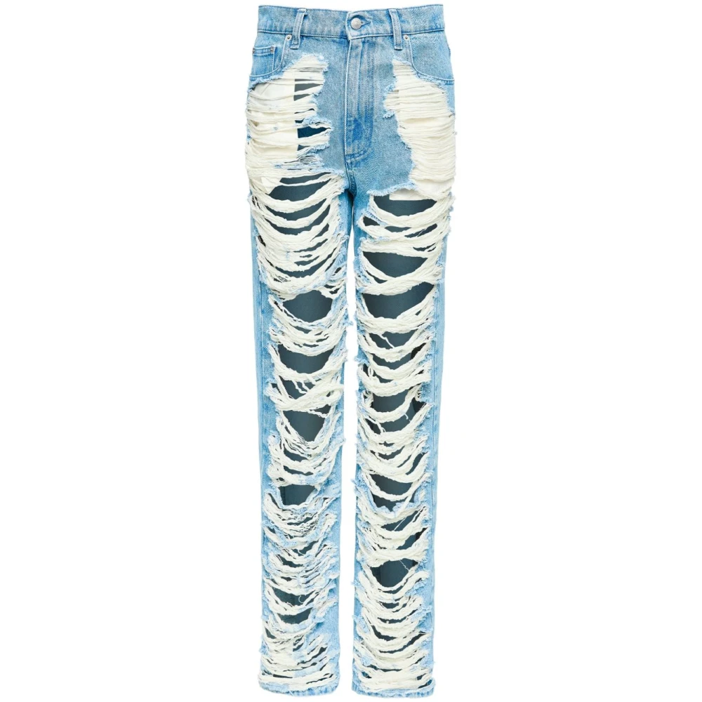 Mm6 Maison Margiela Women's Blue Clear Jeans With Signature Motif W28