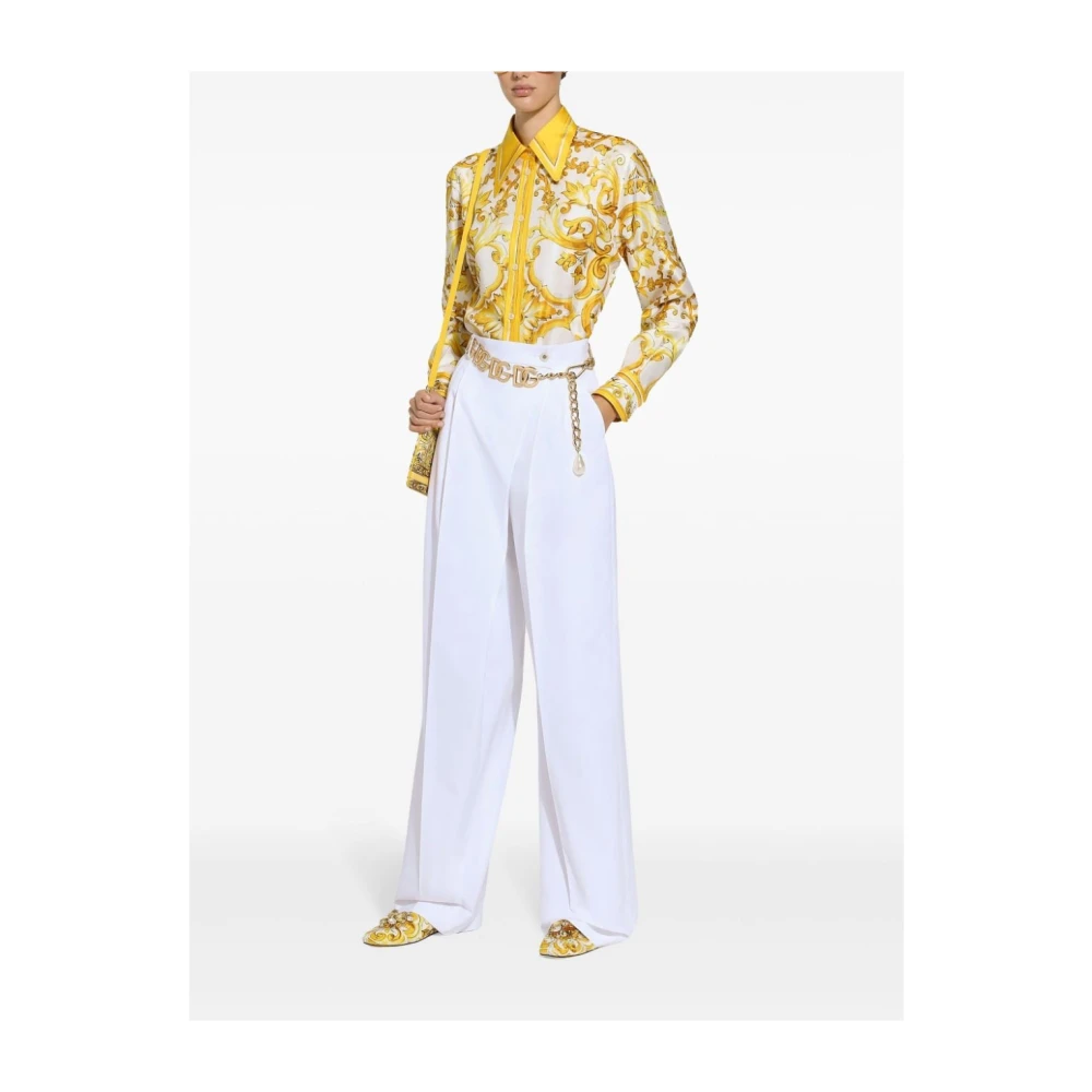 Dolce & Gabbana Gele Zijden Twill Weefsel Overhemd Yellow Dames