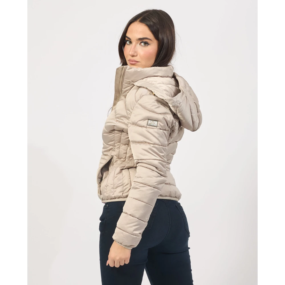 YES ZEE Korte gewatteerde regenjas met capuchon Beige Dames