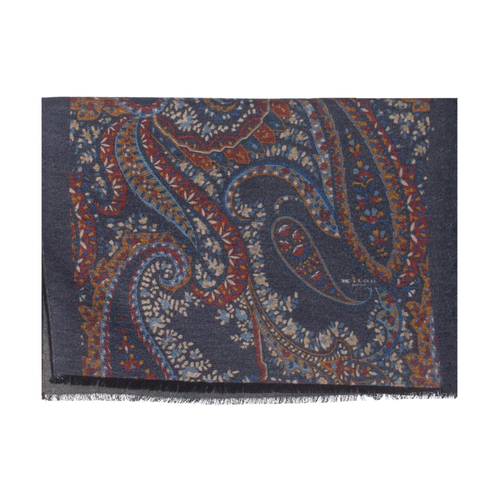 Kiton Zijden sjaal met logo Multicolor Heren