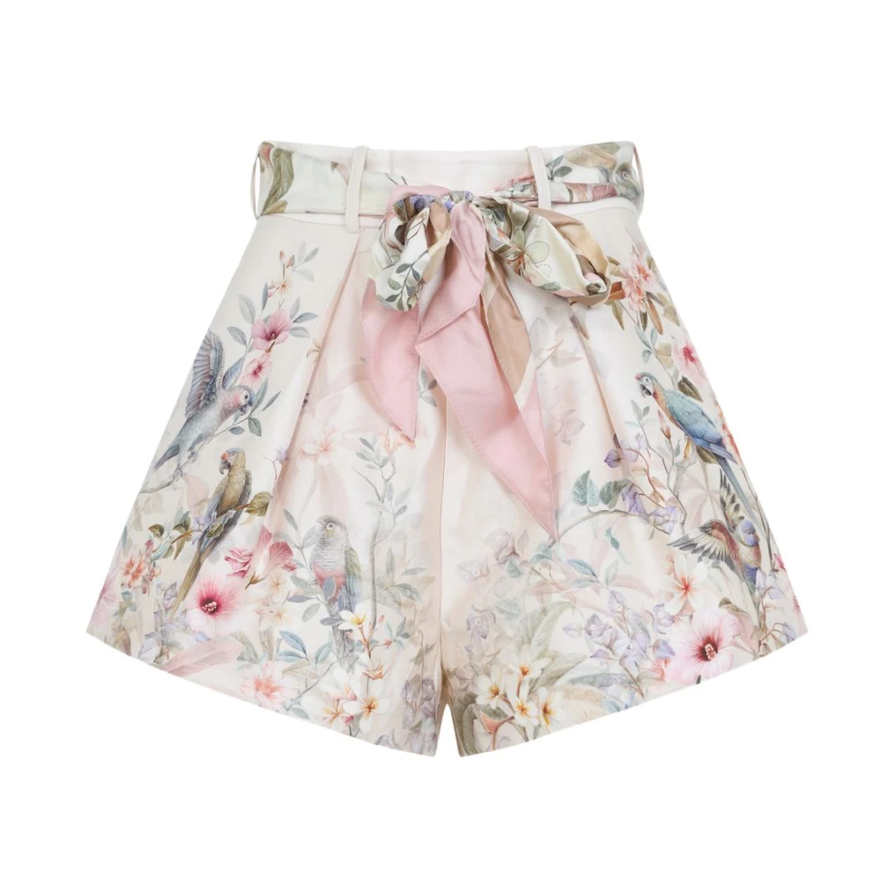 Zimmermann Women's Beige Pleated Short Shorts - Short Shorts - S - Shorts