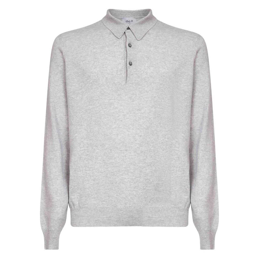 D4.0 Three-Button Ribbed Polo Shirt - Male - Round-Neck Knitwear - Gray - L - Knitwear