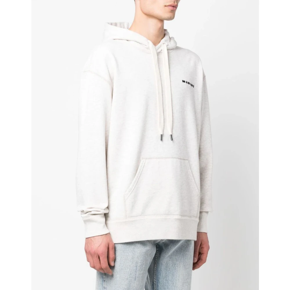 Isabel marant Geborduurde Logo Hoodie Ecru Sweatshirt White Heren