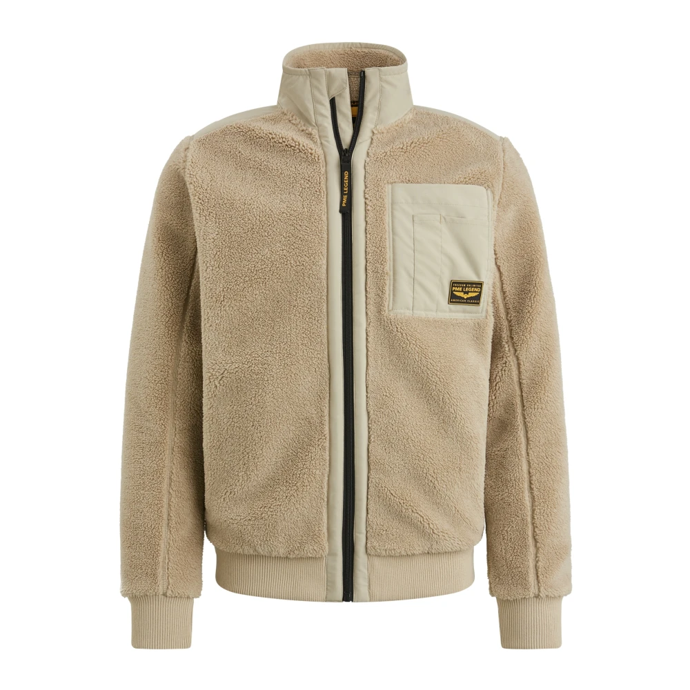 PME Legend Sherpa Zip Jas Volledige Rits Knoop Beige Heren