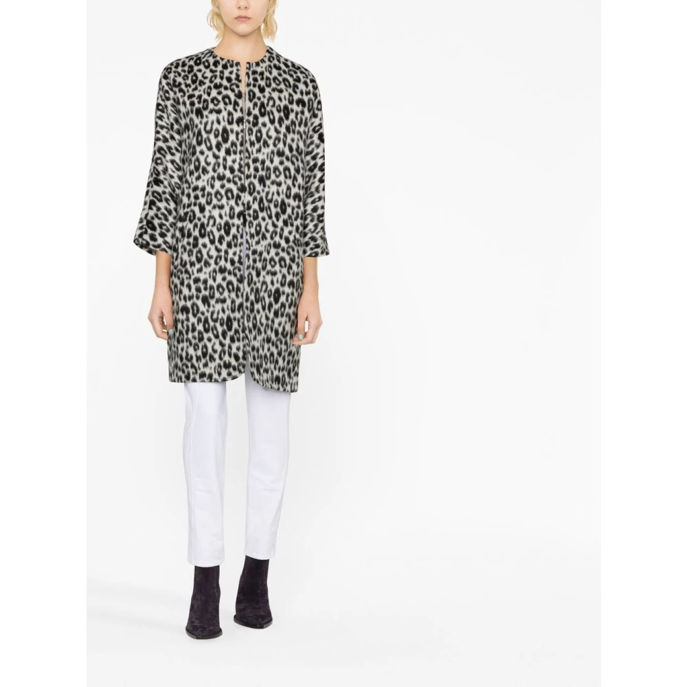 Isabel marant Leopard Print Zip-Up Coat Multicolor Dames