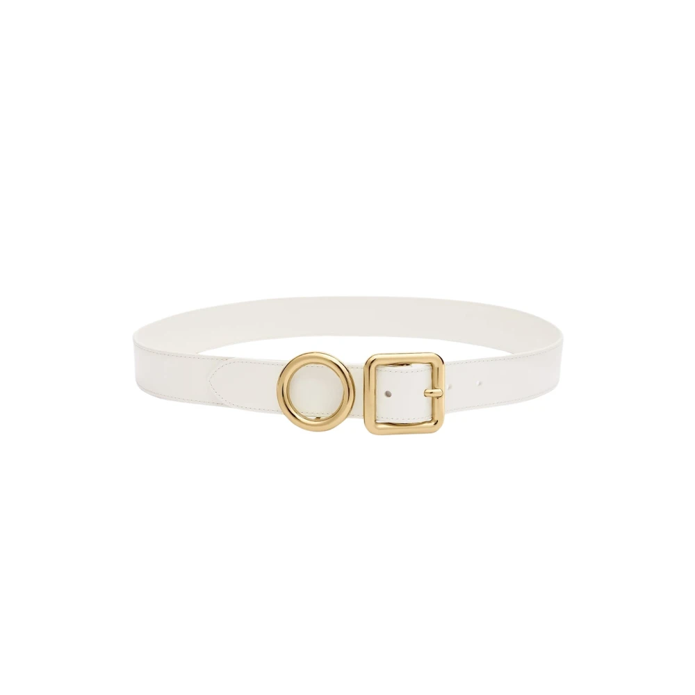 Jacquemus Cirkel Vierkant Gesp Leren Riem White Dames