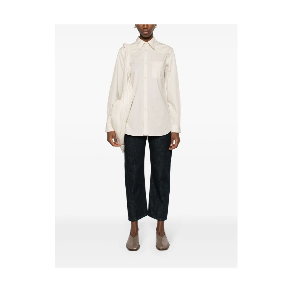 Lemaire Indigo Blauwe Denim Wijde Pijp Broek Blue Dames