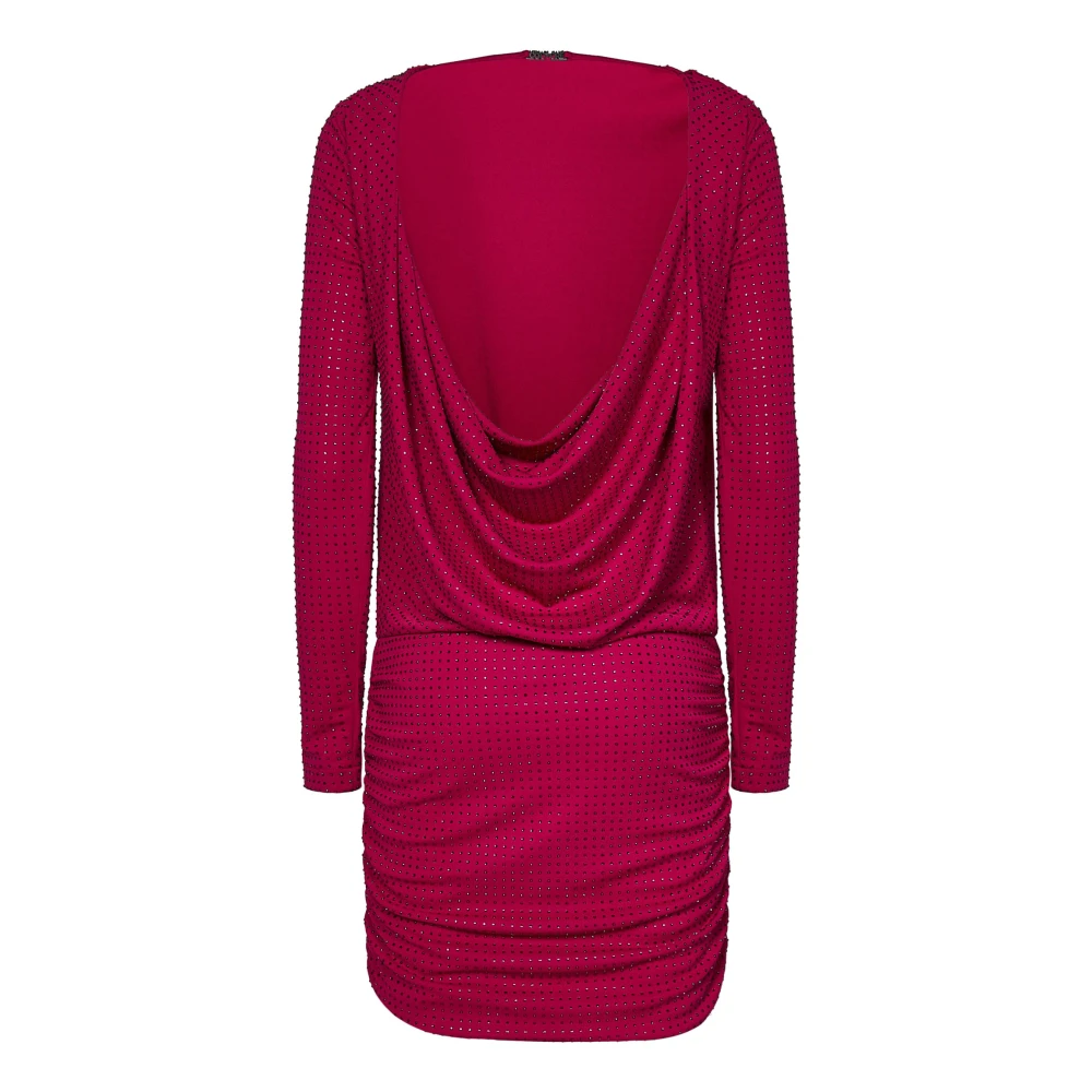 Versace Jeans Couture Rode Gedrapeerde Minijurk Aw24 Pink Dames