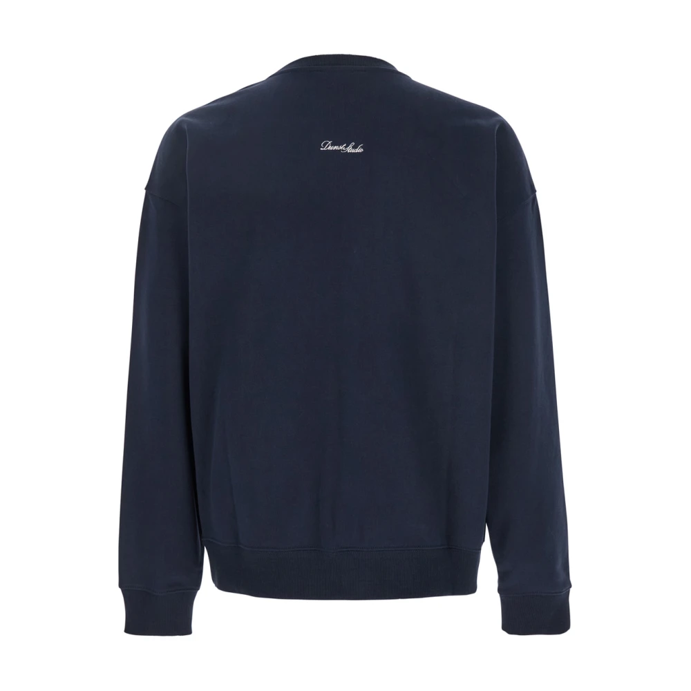 Dunst Blauwe Crewneck Sweatshirt met Borduursel in Katoen Blue Heren