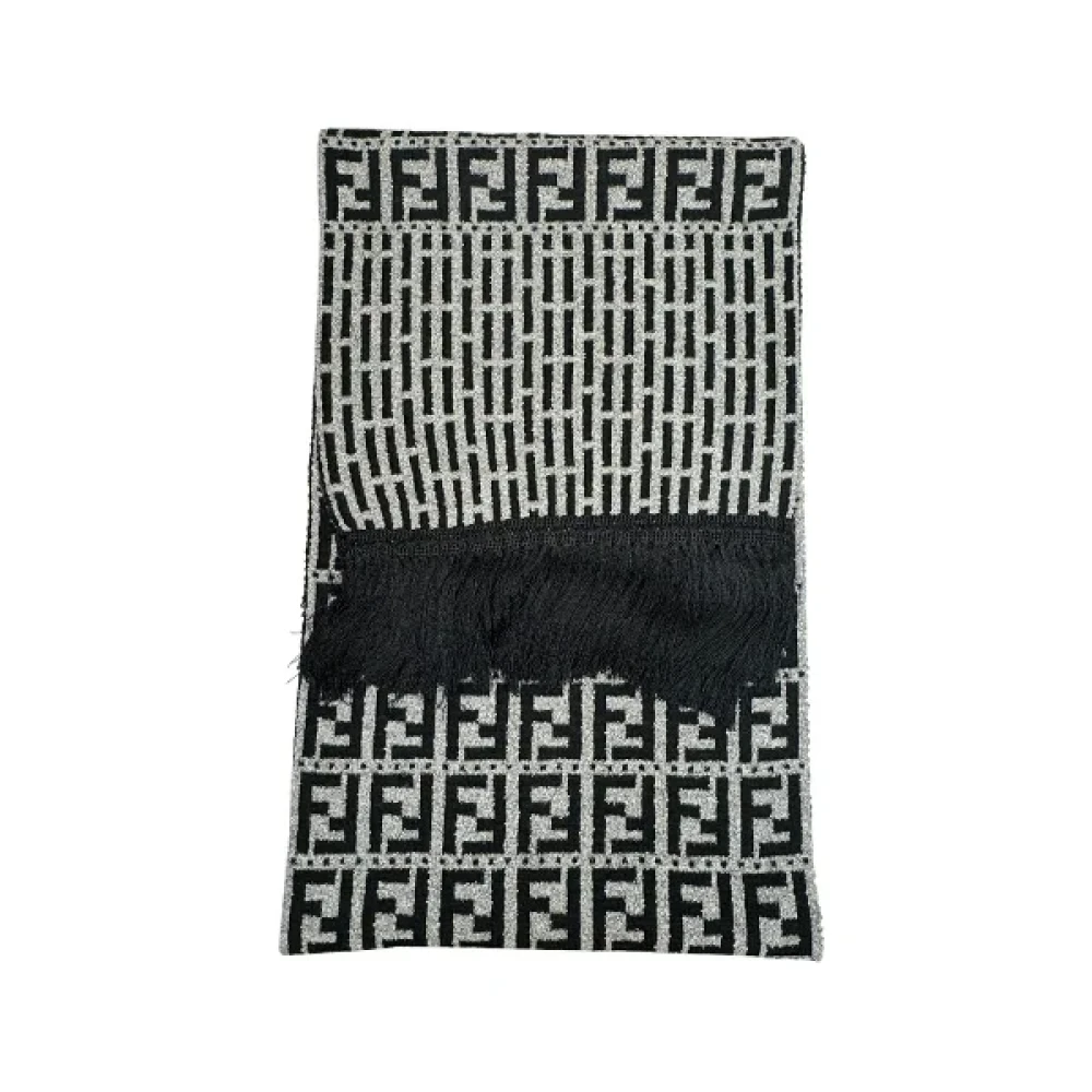 Fendi Vintage Pre-owned Wool scarves Black Dames