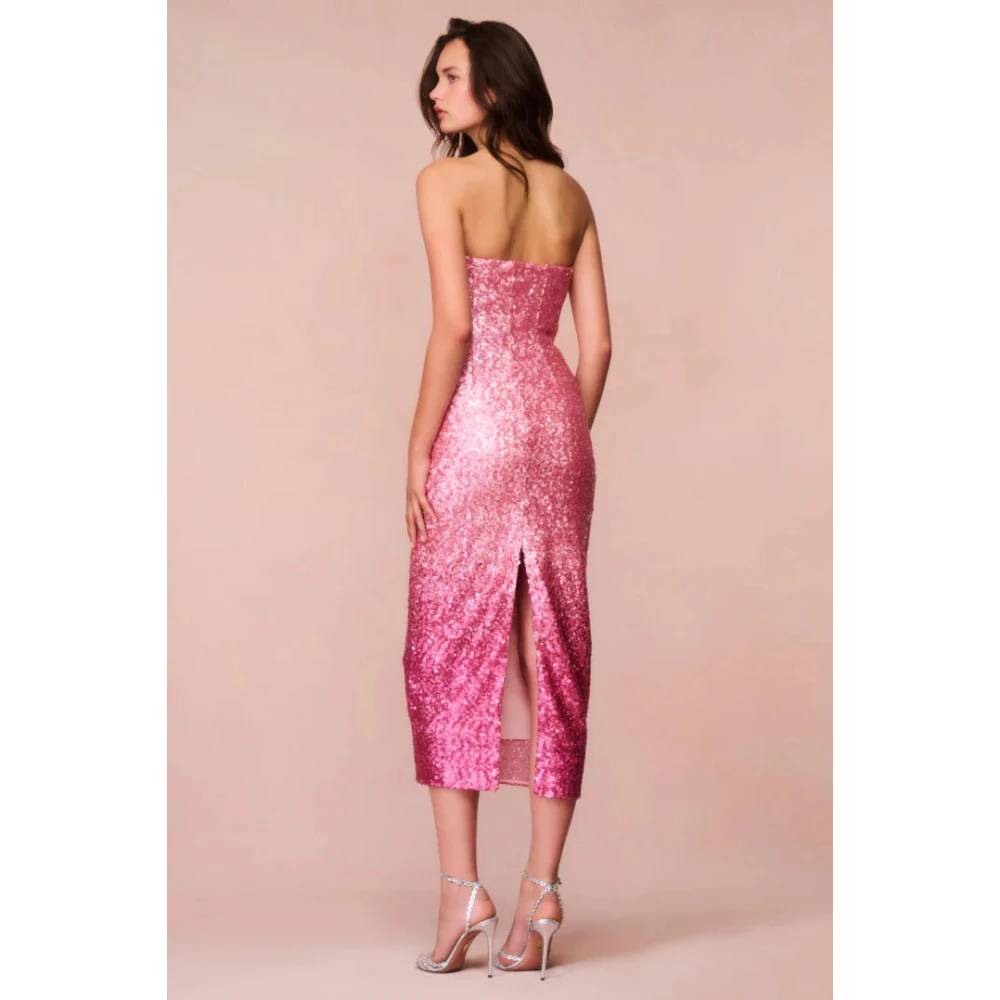 Loveshackfancy Paillet Ombre Midi Feestjurk Pink Dames